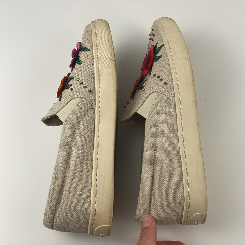 Soludos x Anthropologie | embroidered bahia floral slip on neutral boat shoe 10 - Picture 7 of 11